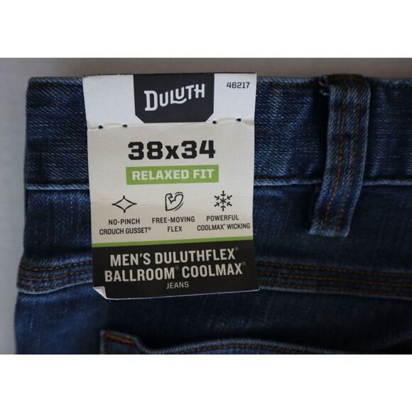 Duluth Men's Sz 38x34 Blue DuluthFlex Ballroom CoolMax Relaxed Fit Denim Jeans - Picture 6 of 13